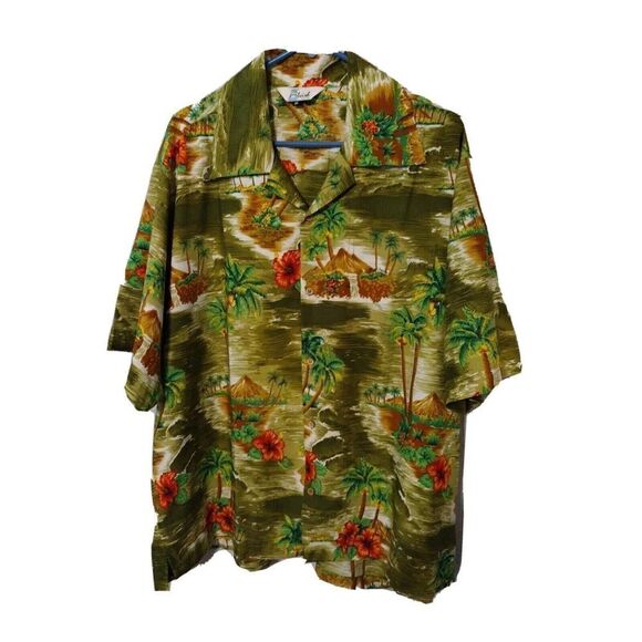 Alvishi Hawaiian Shirt Short Sleeves Men's Size Extra Large Palm Trees Tropical - Picture 1 of 5